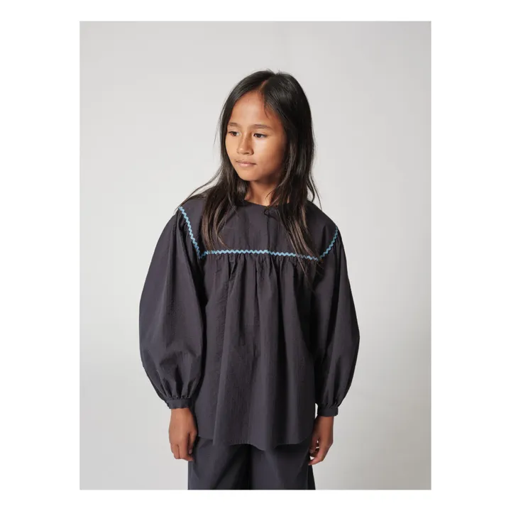Tangerine Blouse Seersucker | Bleu nuit