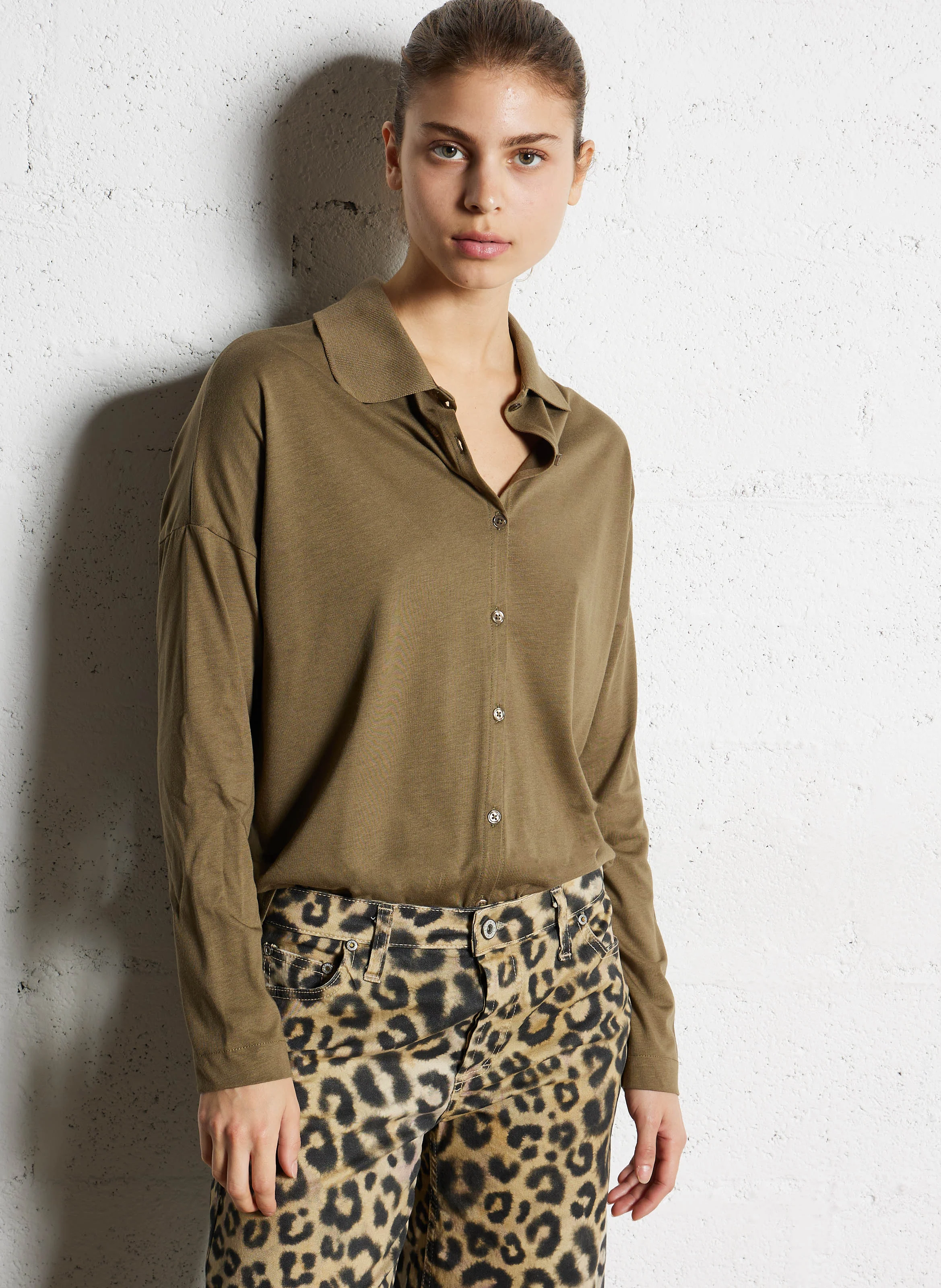 GIOVANA - Gilet col polo en coton mélangé| Vert