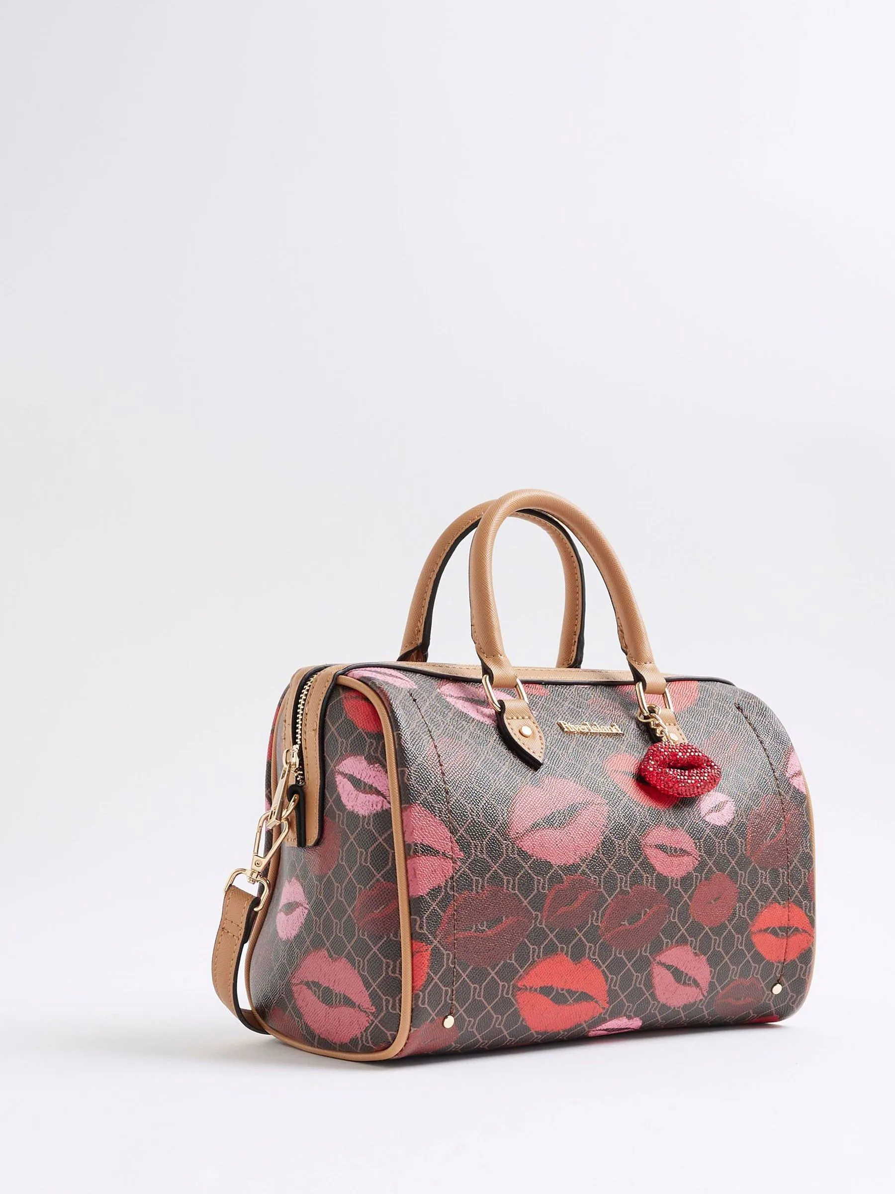 River Island Morgan Collab Lips Print Bowler Bag