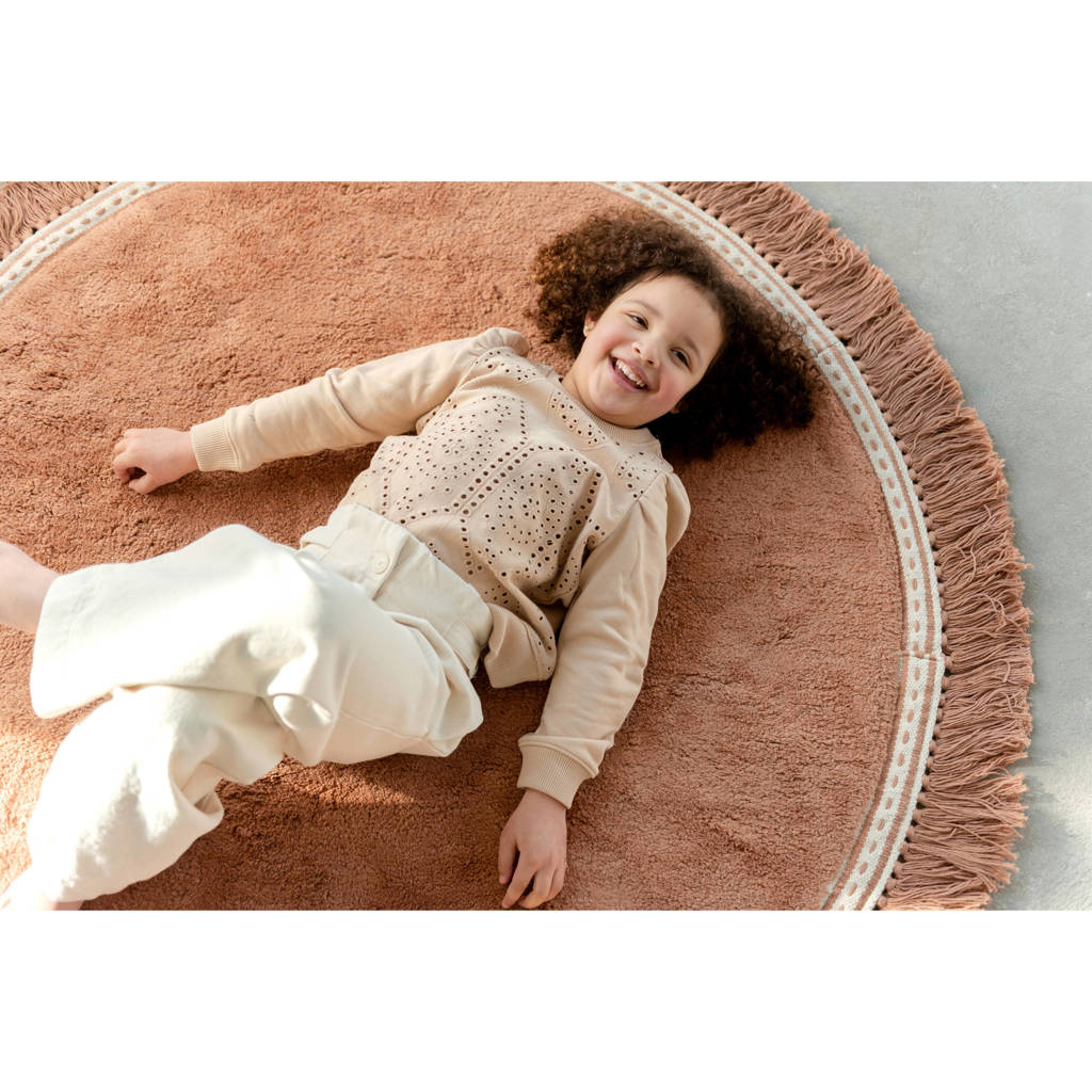 Mooi kleedje in roest kleurkindervloerkleed Anna (Ø110 cm)