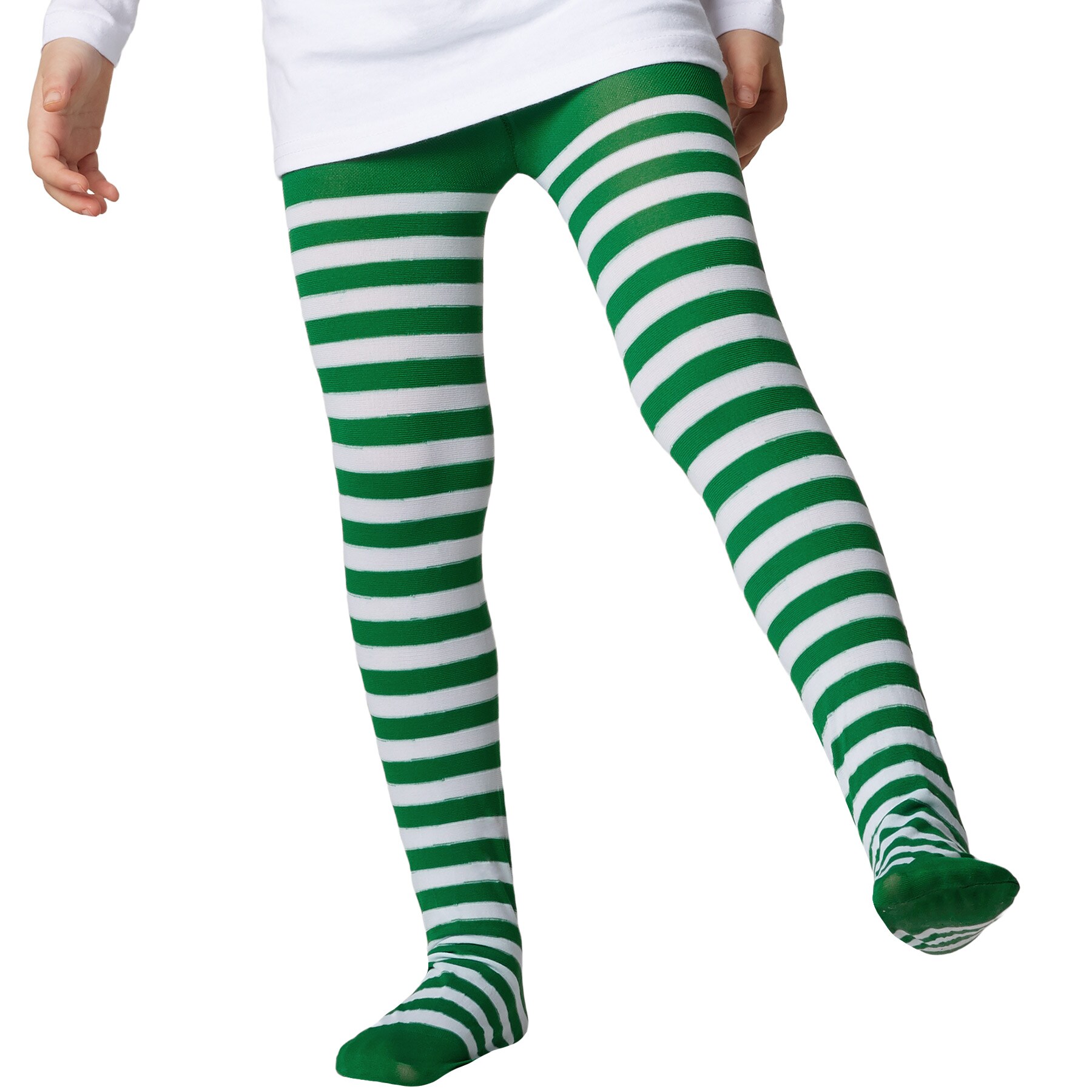 tectake® Gestreifte Strumpfhose für Kinder grün-weiß
