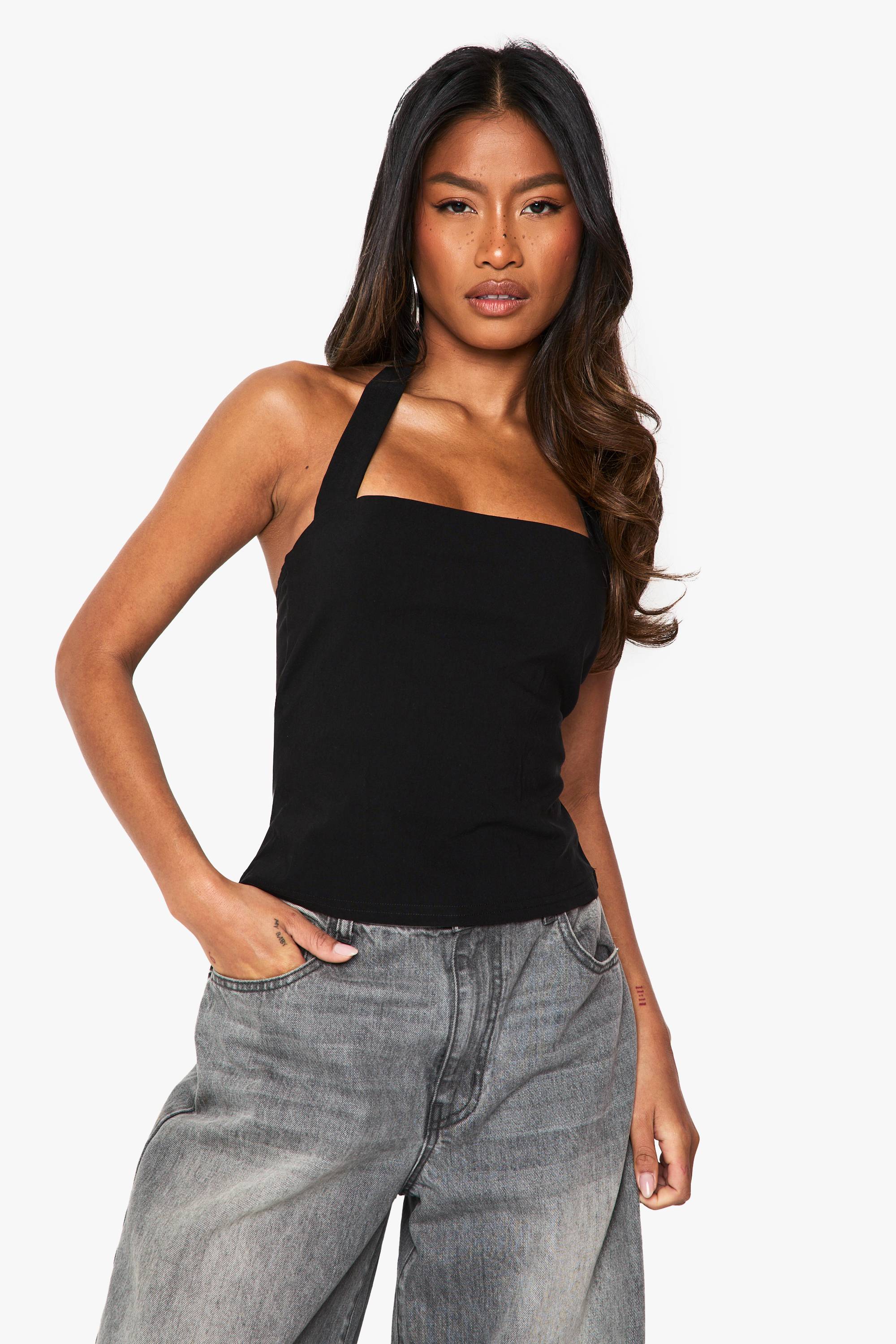 boohoo Bengaline Haut à encolure portefeuille et col carré