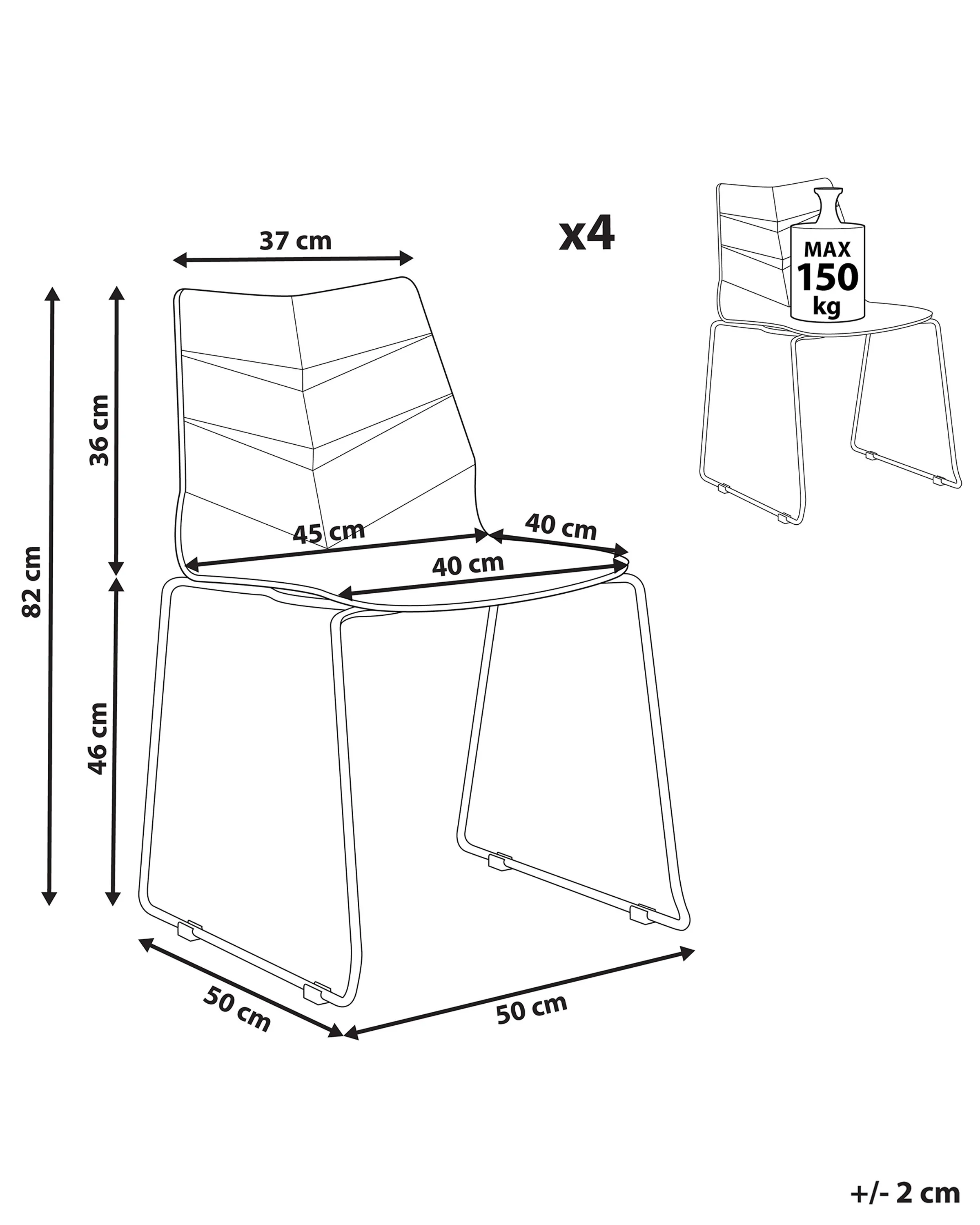 Set van 4 eetkamerstoelen HARTLEY Donkergrijs