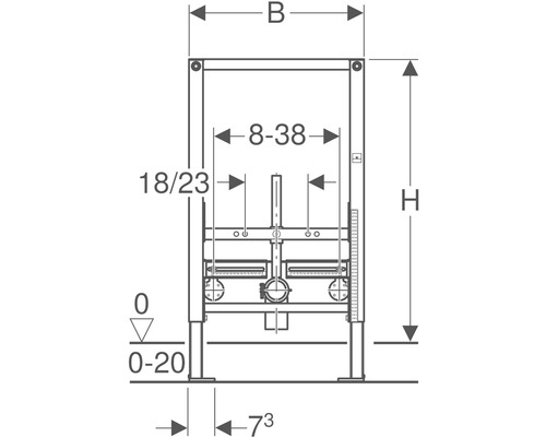 GEBERIT Duofix wandelement voor bidet 82 cm 111.515.00.1