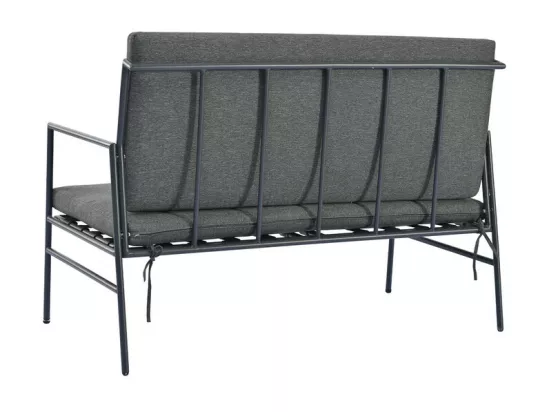 Salon de Jardin en Acier galvanisé noir - 4 places - canapé，2 fauteuils et 2 tables basses - Gris