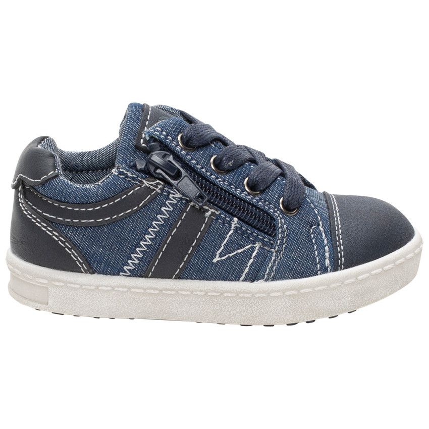 Baskets en jean à lacets et zip - Bleu