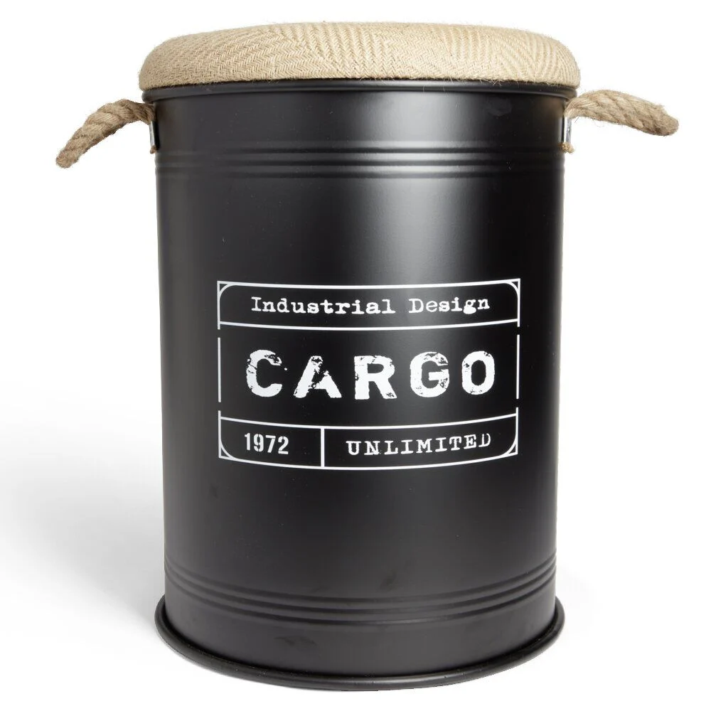 Pouf coffre de rangement grand modèle Ø40xH54,5cm noir