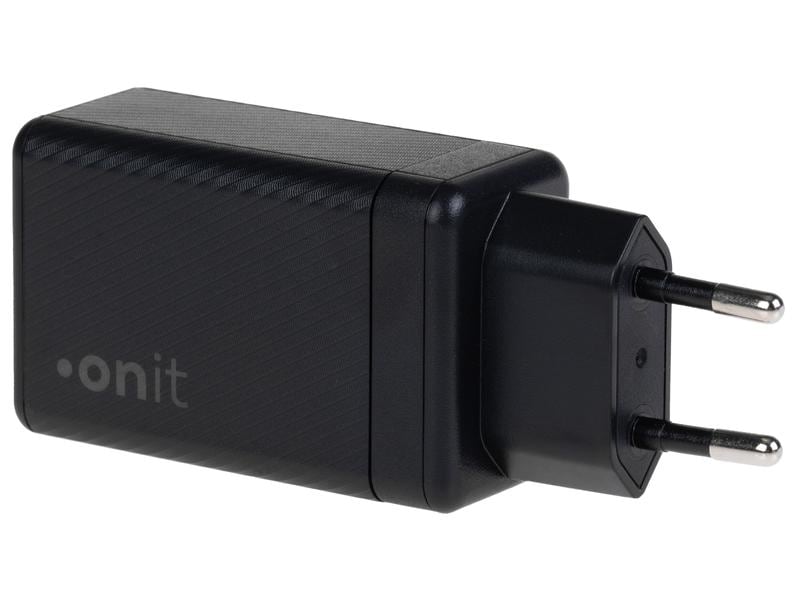 onit USB-Wandladegerät Dual QC4  65 W GaN Schwarz Ladeadapter mit einem USB-C- und einem USB-A-Port