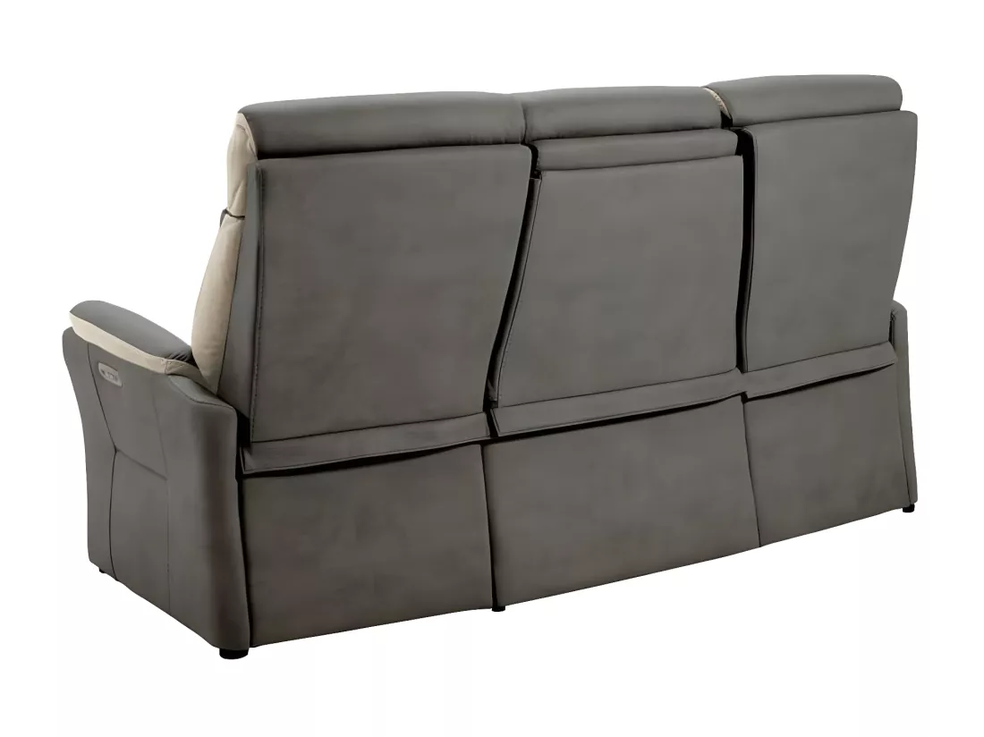 Canapé de relaxation électrique en nubuck Kondort-Couleur Gris foncé-3 places relax électrique