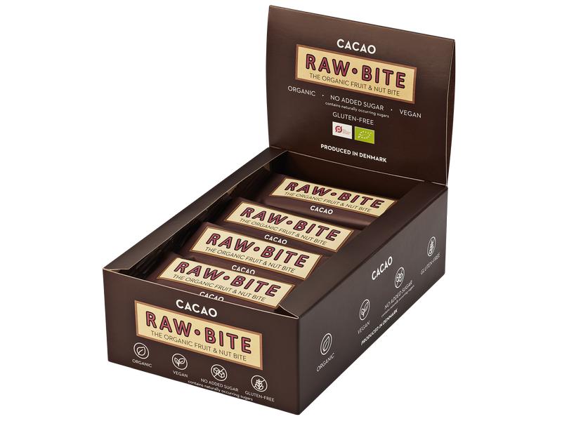Rawbite Riegel Bio Rohkost Kakao 12 x 50 g Leckerer Rohkostriegel mit dunklem Kakao