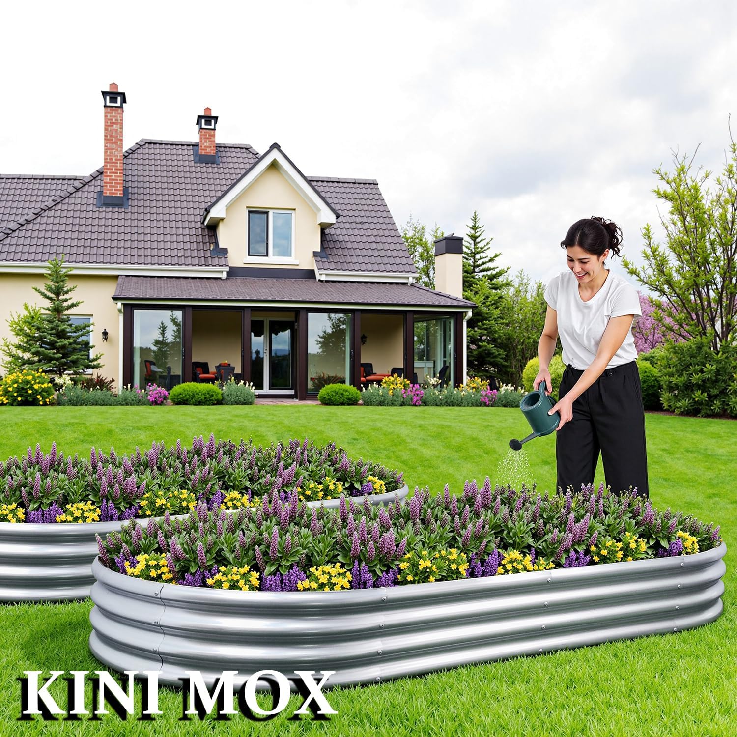 2 Stück Hochbeet Metall 240×120×29 cm Pflanzbeet Gartenbeet aus Verzinktem Stahl Pflanzkasten für Gemüse, Blumen, Kräuter, Oval, 240×120×29 cm (8x4x1 FT) 2Pcs Raised Bed