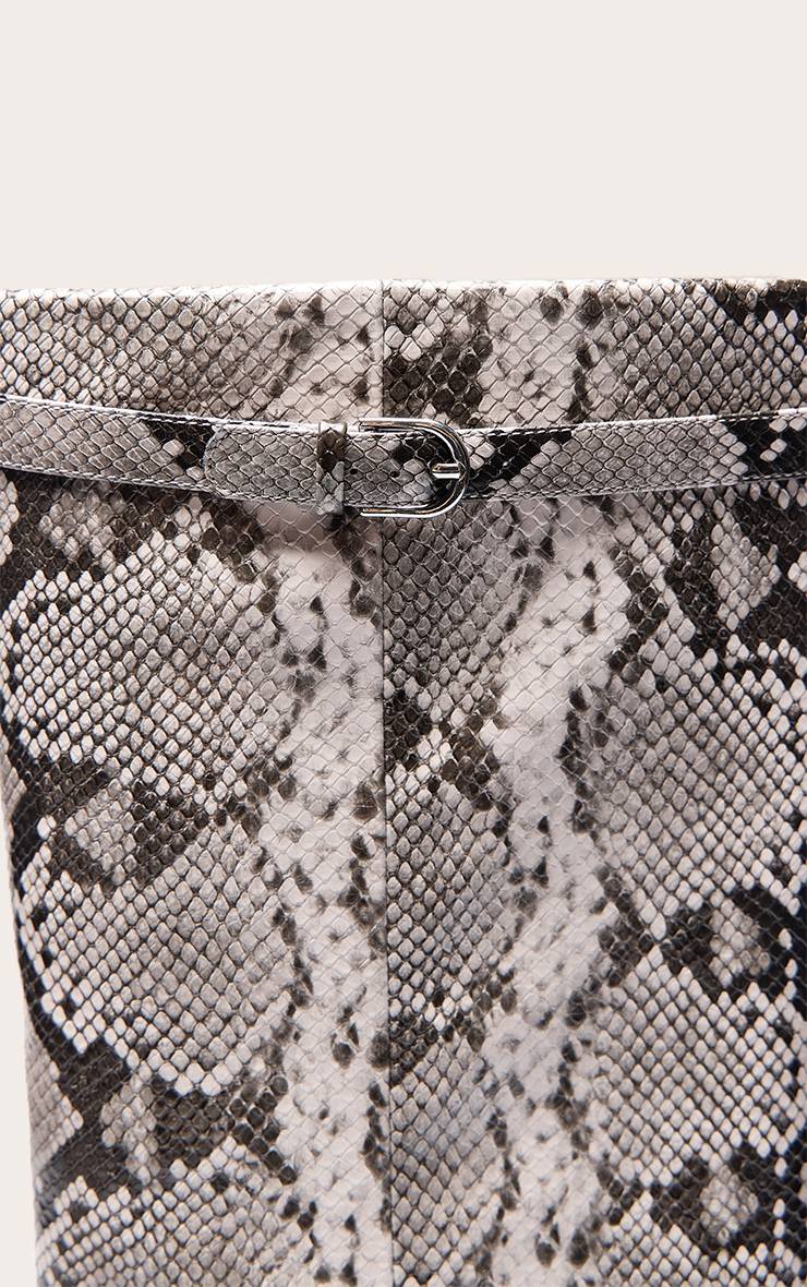 Gris Botte Haute À Talon Effet Synthétique Avec Revers