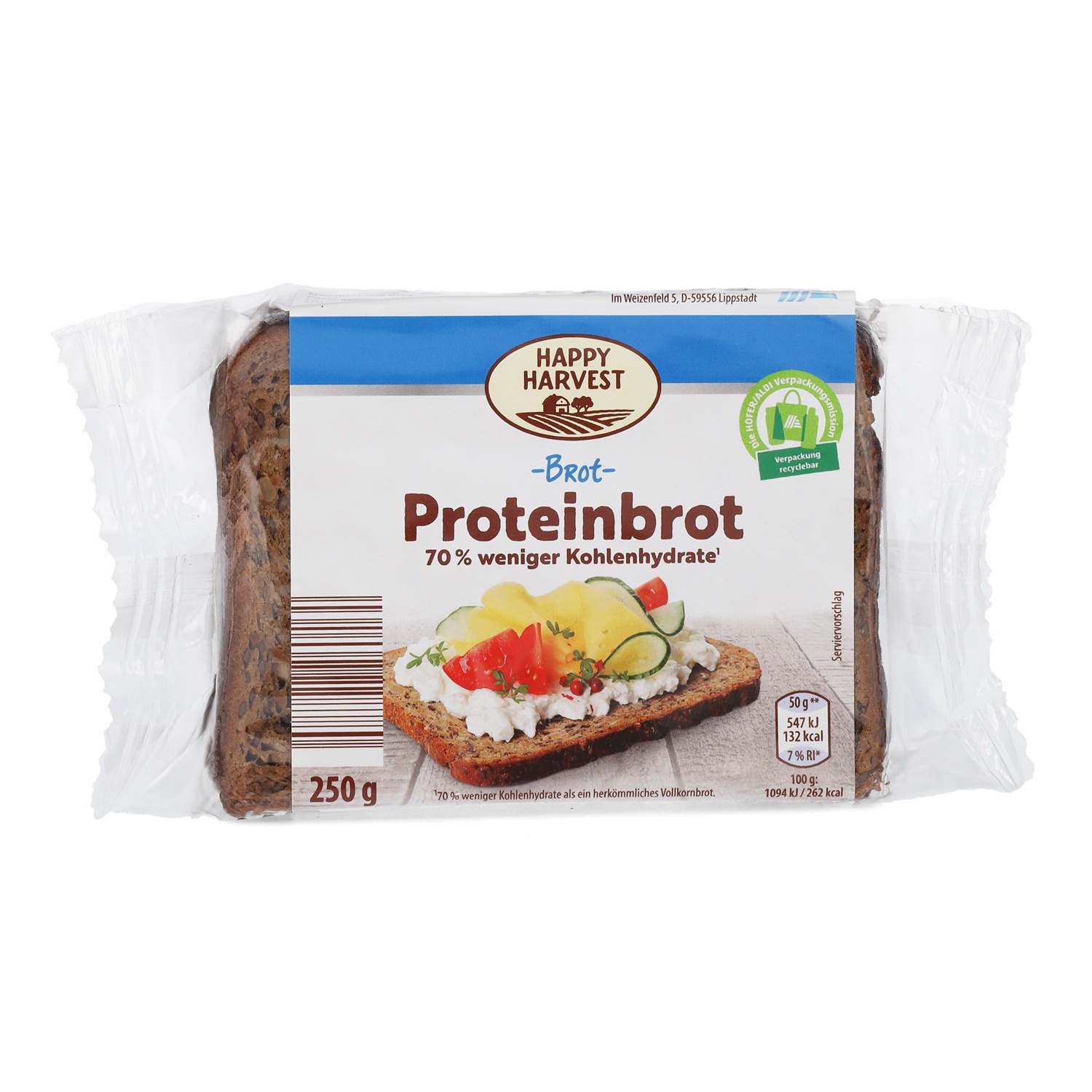 HAPPY HARVEST Proteinbrot, Natur 250g