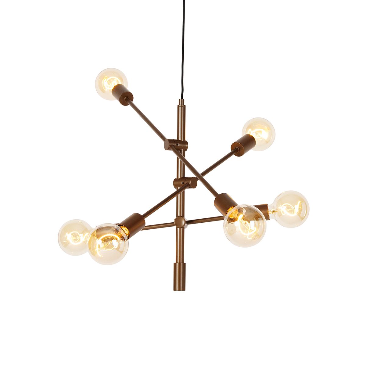 Industriële hanglamp donkerbrons 6-lichts - Sydney