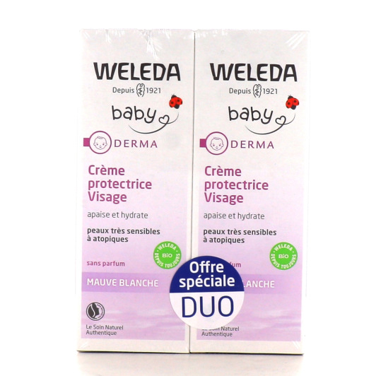 Crème protectrice pour le visage bébé à la mauve blanche Weleda