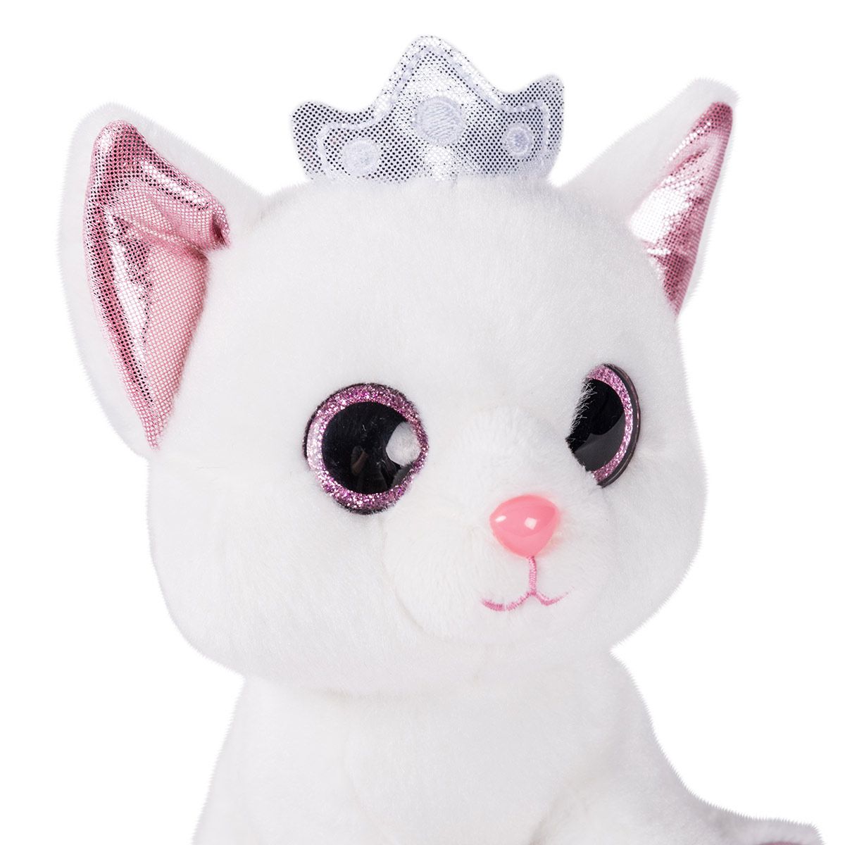 Chat blanc pailleté 16 cm