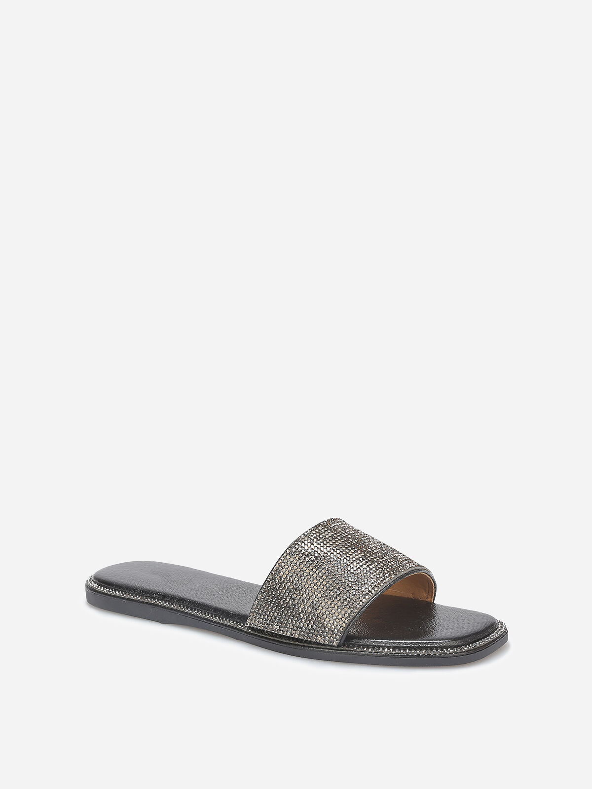 Mules plates à strass- Noir