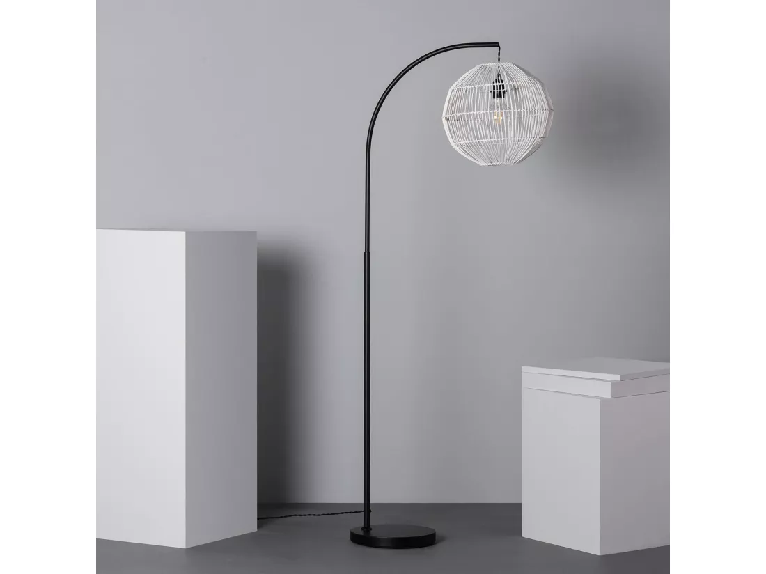 Lampadaire Rotin Kithnos Noir