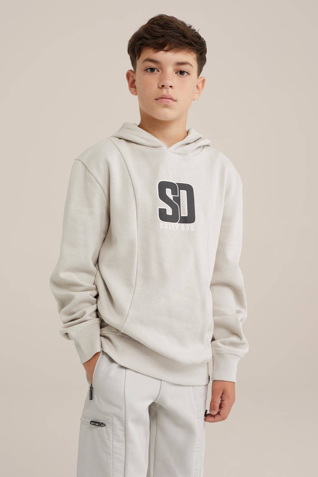 Salty Dog hoodie lichtgrijs
