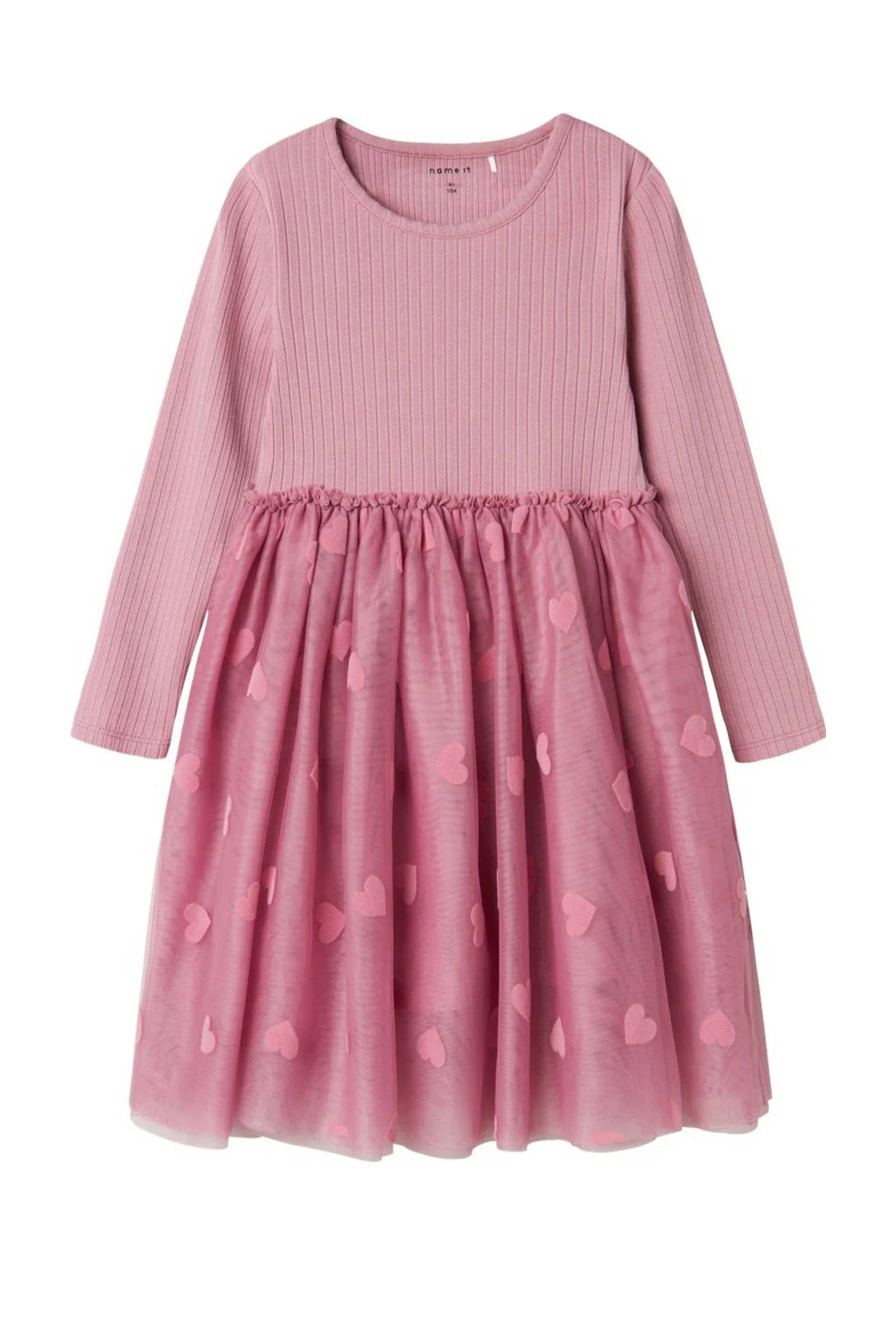 NAME IT jurk NMFNAJAS met hartjes roze