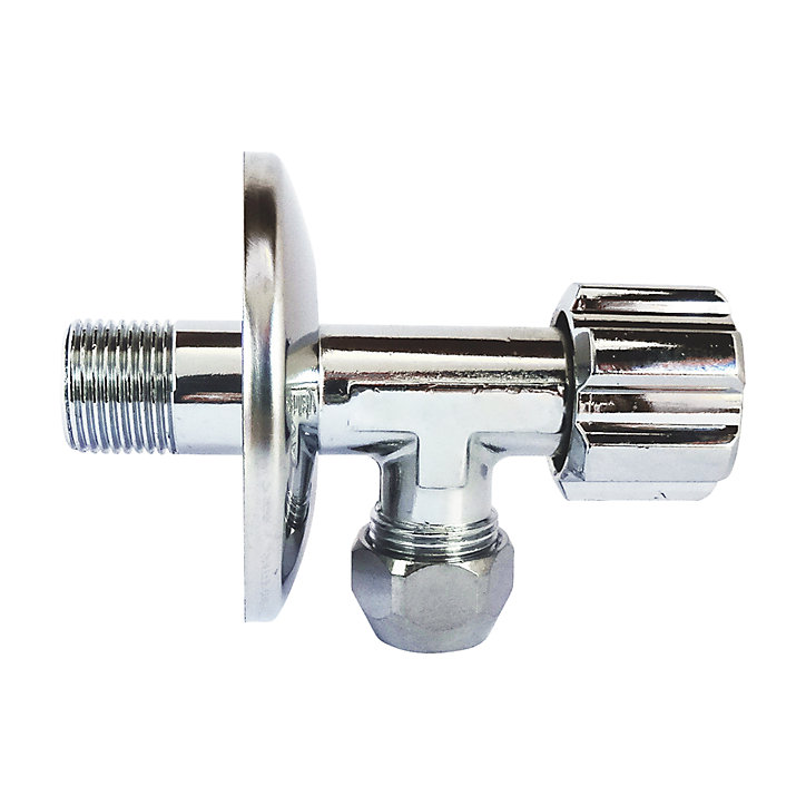 Robinet d'arrêt équerre sous-lavabo long, Mâle 12/17 - Tube cuivre Ø10 mm Schell