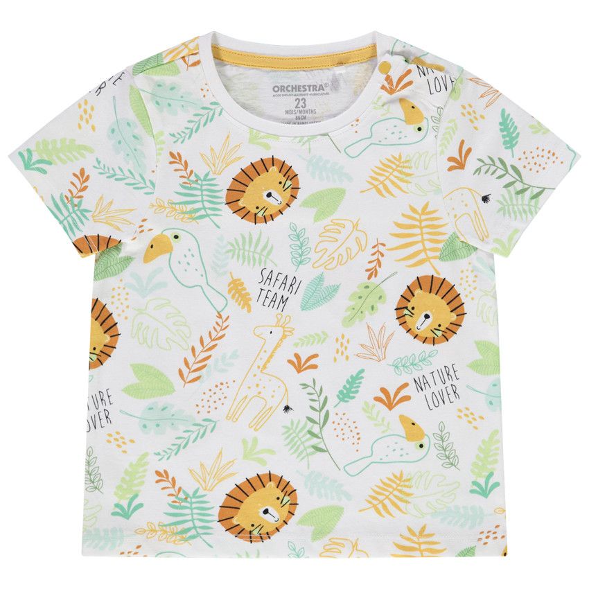 T-shirt manches courtes imprimé safari pour bébé garçon - Blanc