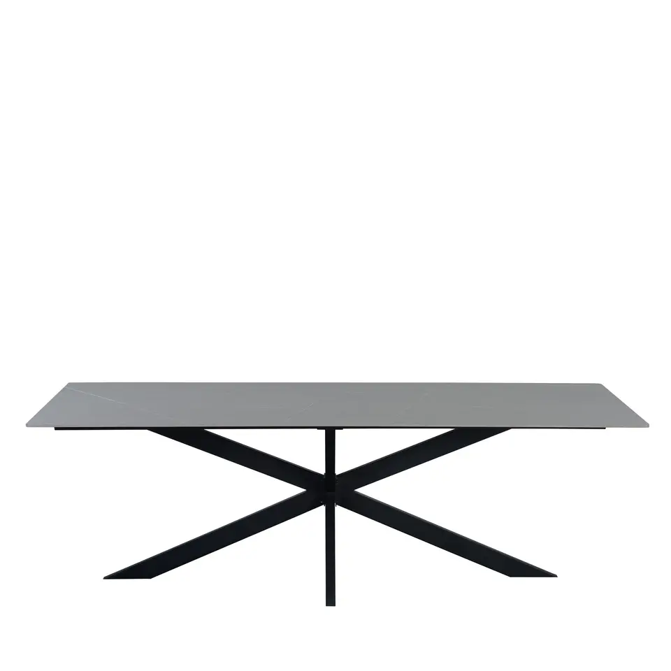 Eettafel Edin 170x90 cm marmerlook grijs - Stoneware - Grijs