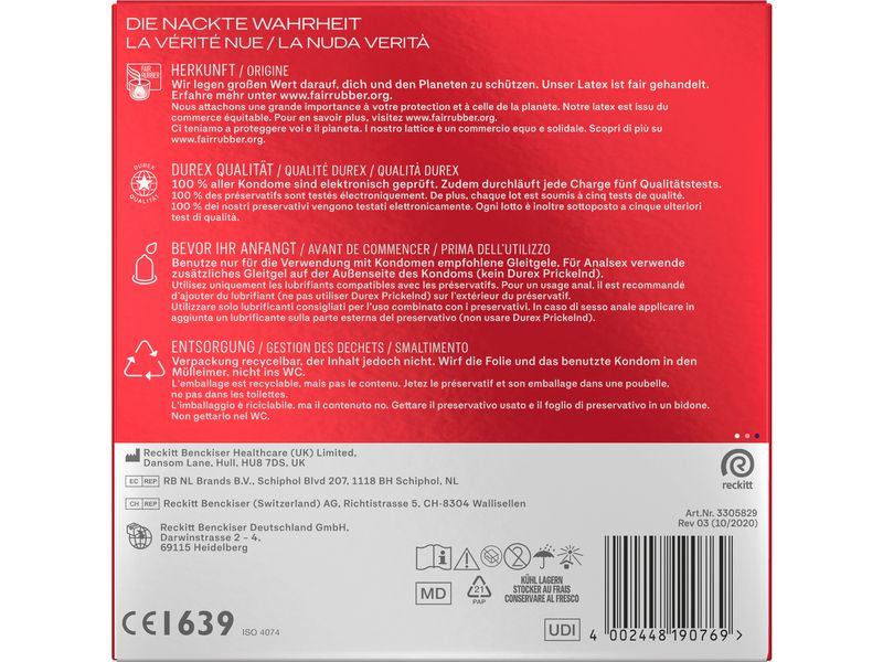 Durex Kondome Gefühlsecht XXL Vorteilspackung 30 Stück Hochwertige Präservative zur sicheren Verhütung