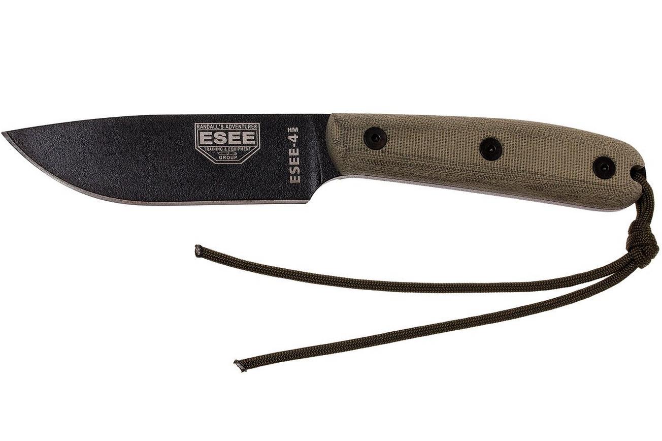 ESEE Model 4HM bushcraftmes Modified Handle, lederen schede