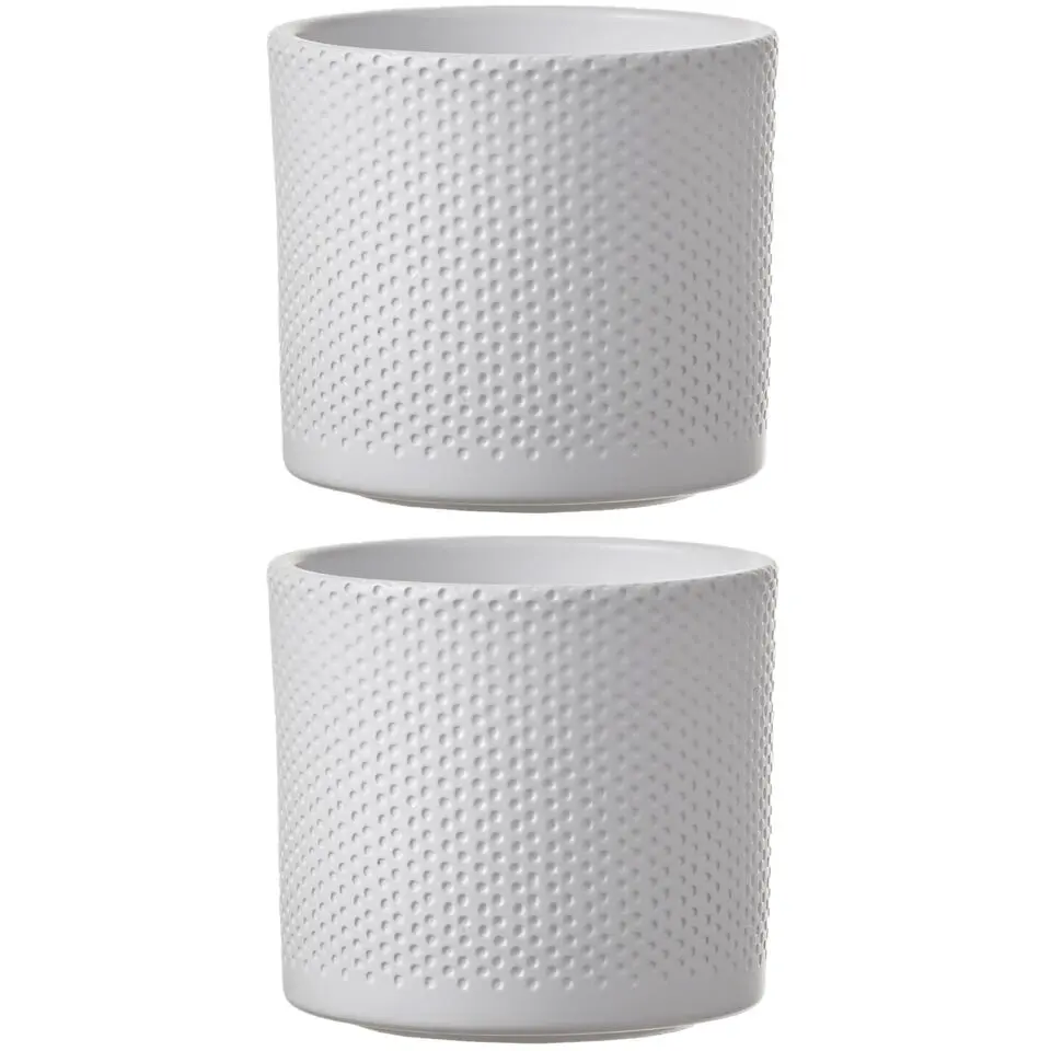 Mica Decorations Bloempot - wit - keramiek - D14 x H13 cm