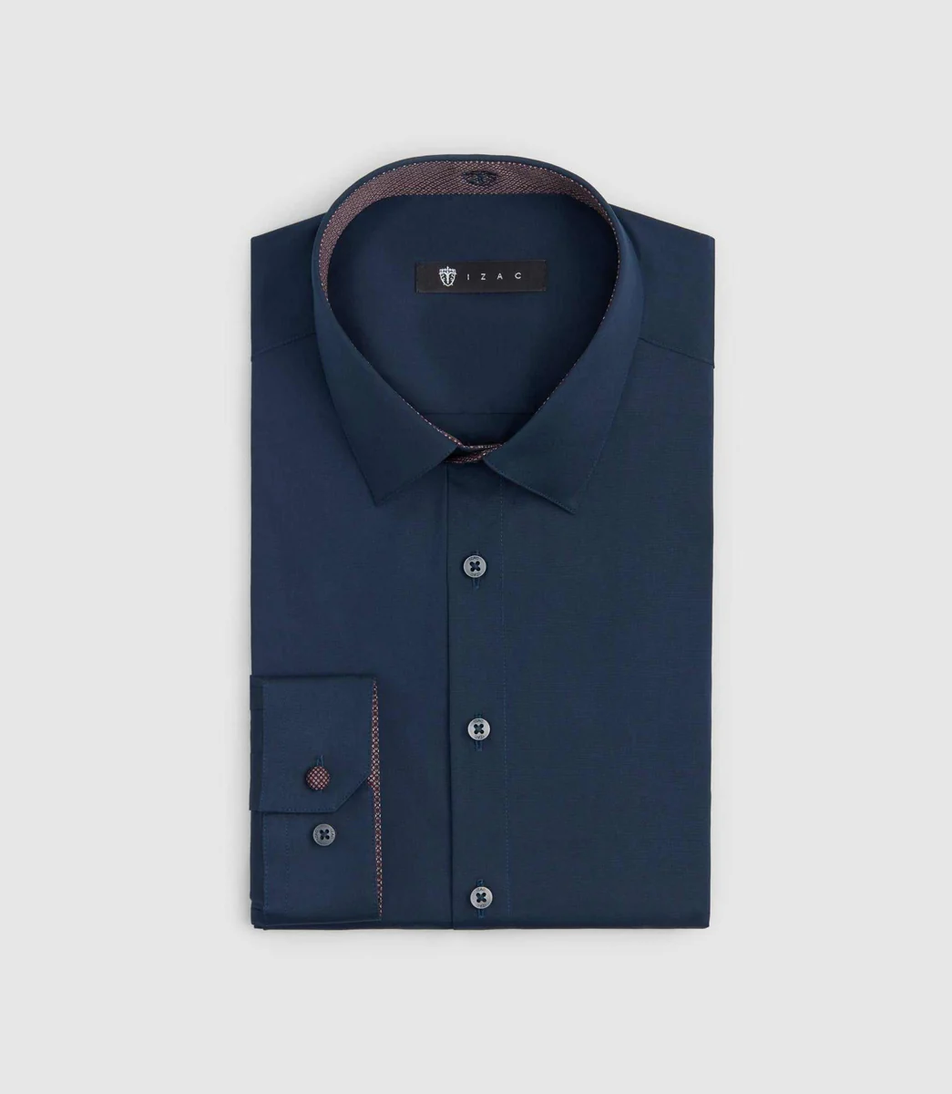 Chemise stretch fantaisie marine 