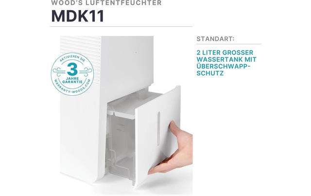Luftentfeuchter »Wood's MDK11 50 m²« für 50 m³ Räume Tank 2 l