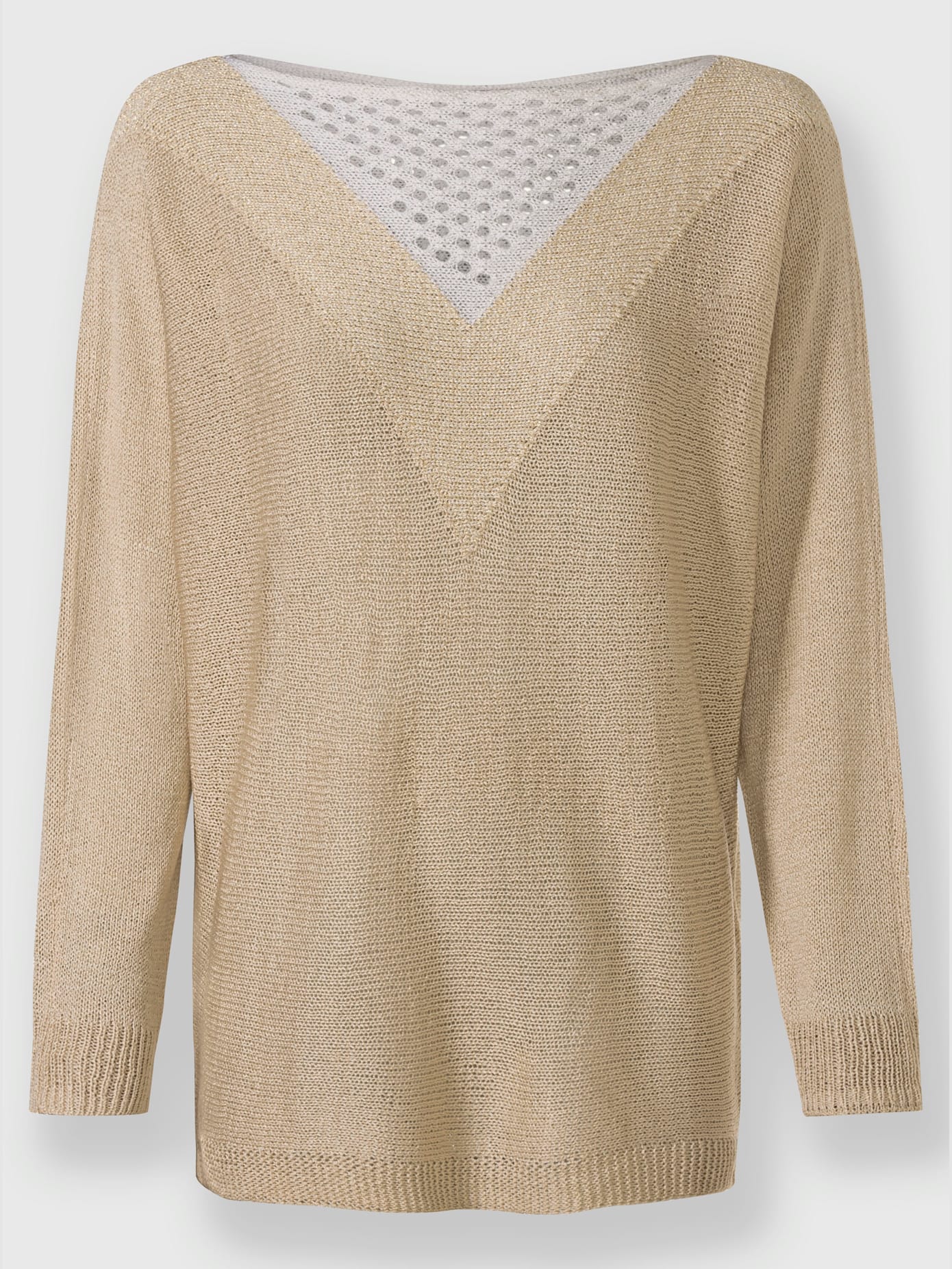 Pull fil brillant couleur or