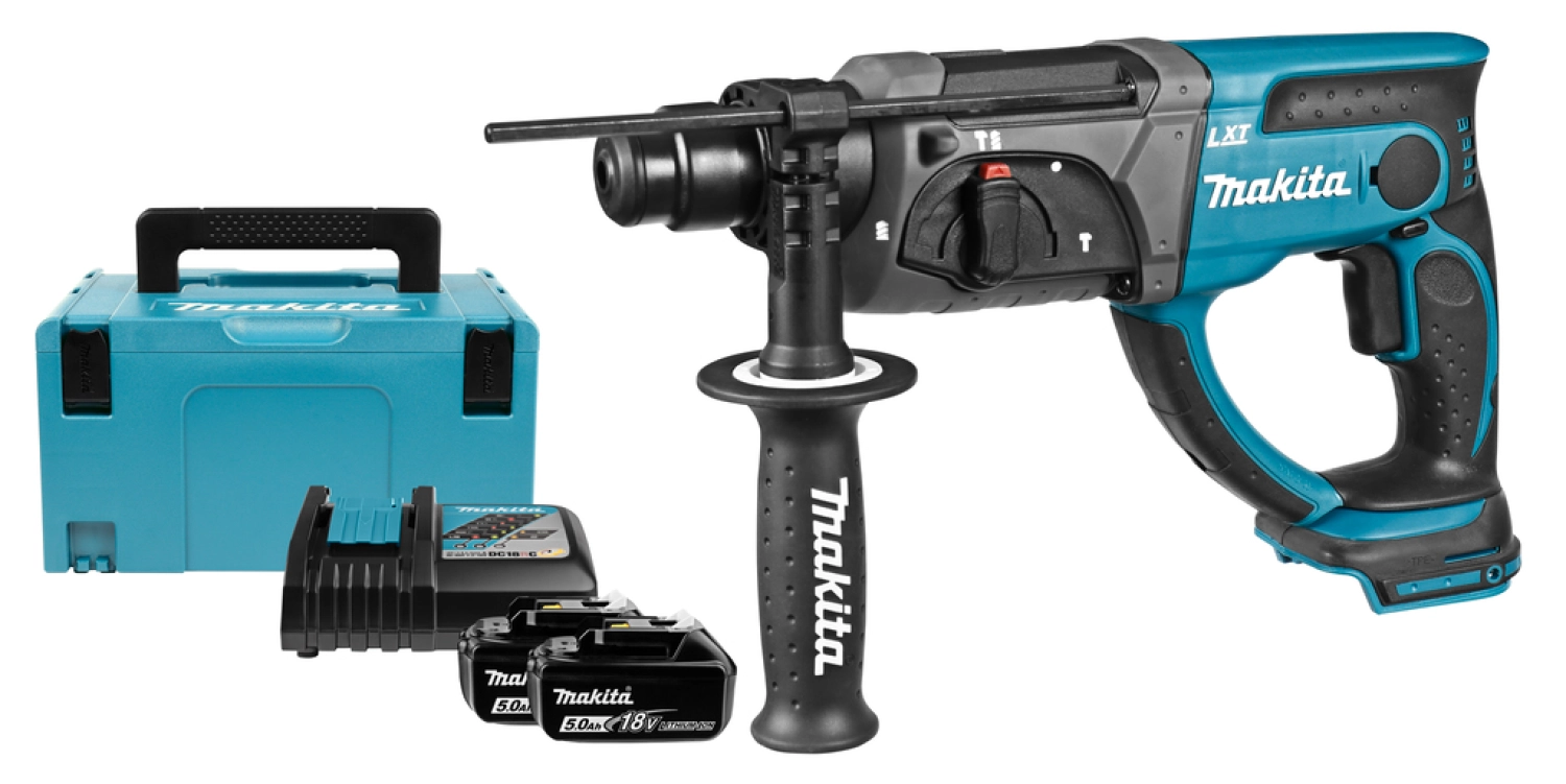 Makita DHR202RTJ 18V Li-Ion Accu SDS-plus combihamer set (2x 5.0Ah accu) in Mbox - 2J