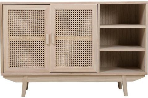 Dressoir - Natuur - MDF - Paulownie Wood - Rotan Deuren