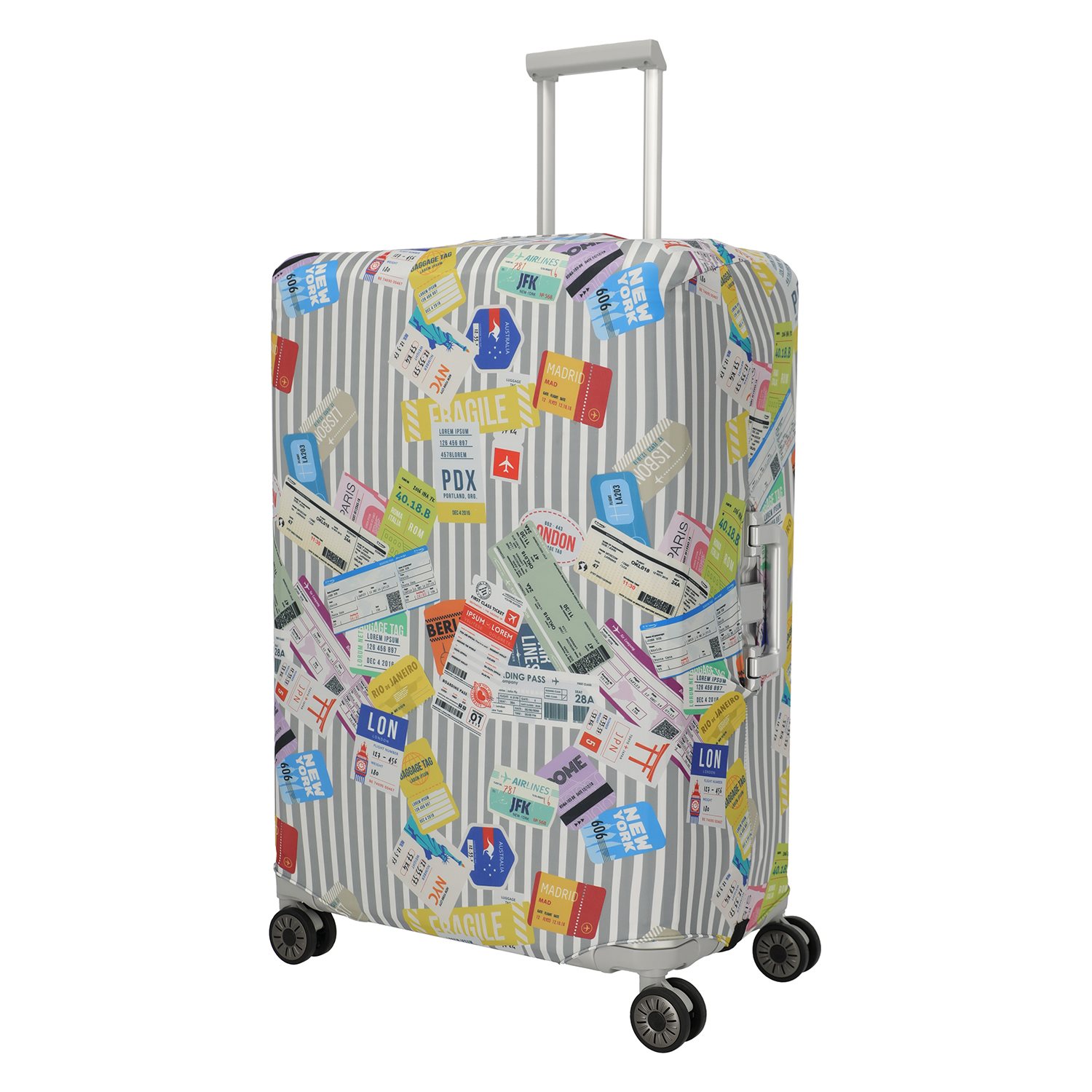 Travelite Accessoires Kofferhoes L tickets on blue/white