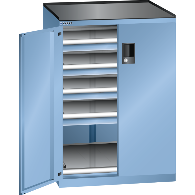 Armoire à portes battantes Lista 36x36E 4 tiroirs + 1 rayon extensible - charge 200 Kg