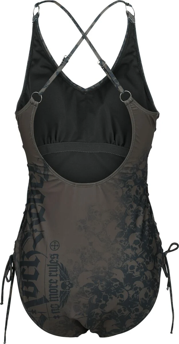 Maillot de bain avec laçages et crânes | Rock Rebel by EMP Maillot de bain