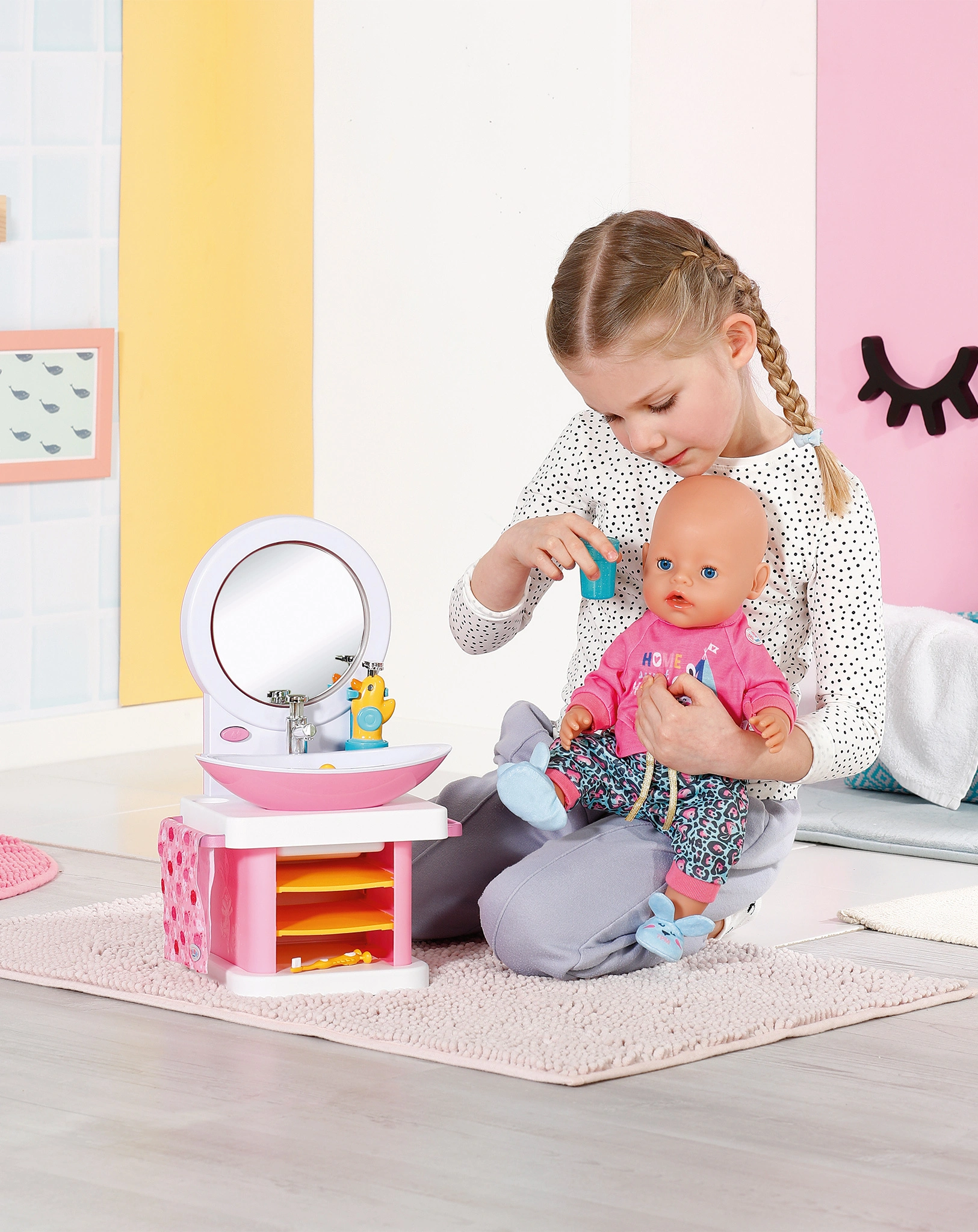 Puppen-Zubehör BABY born® - WASCHTISCH in weiß/rosa