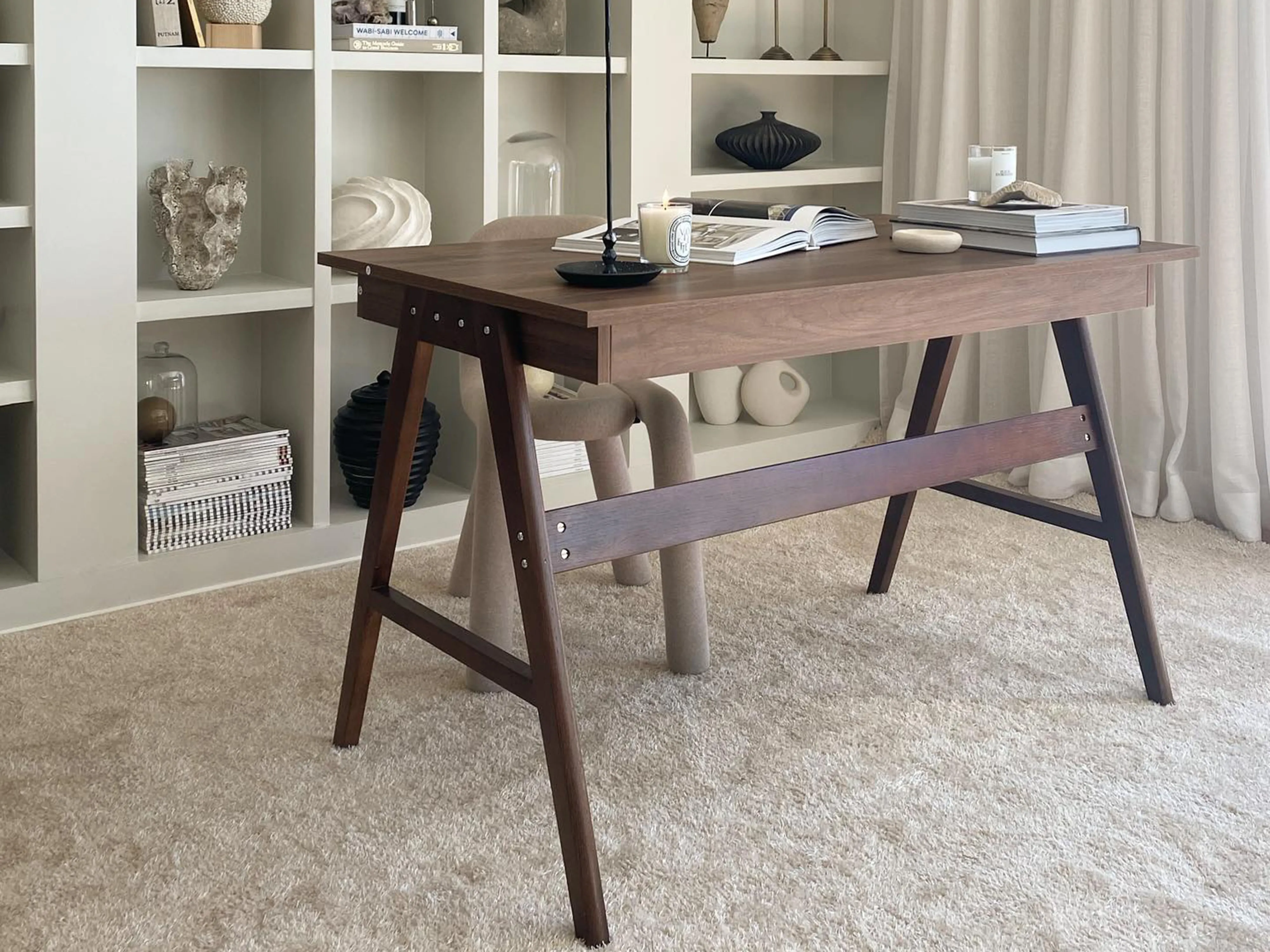 Bureau SHESLAY Donkerbruin 120 cm 70 cm met lades