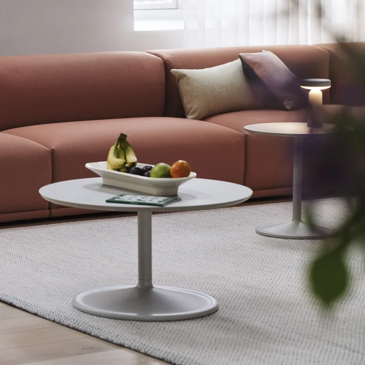 Muuto - Soft Couchtisch, Ø 95 cm, H 42 cm, Eiche geölt / grau
