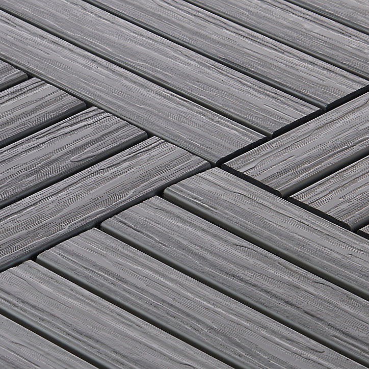Lot de 4 dalles clipsables composite gris Lempa 30 x 30 cm