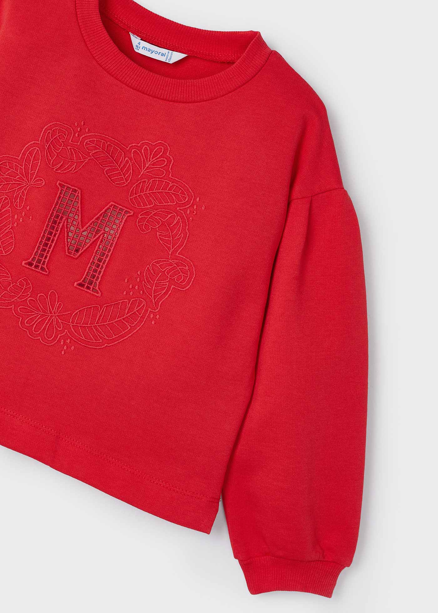 Moletom Better Cotton com letras bordadas para meninas, cor off-white