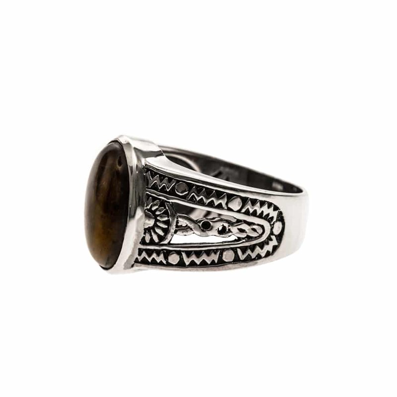 Bague homme argent ethnique oeil de tigre