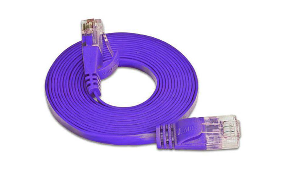 Slimpatchkabel RJ-45 - RJ-45, Cat 6, UTP, 0.1 m, ViolettUnscreened/Unshielded Twisted-Pair-Kabel (UTP) mit Klinkenschutz