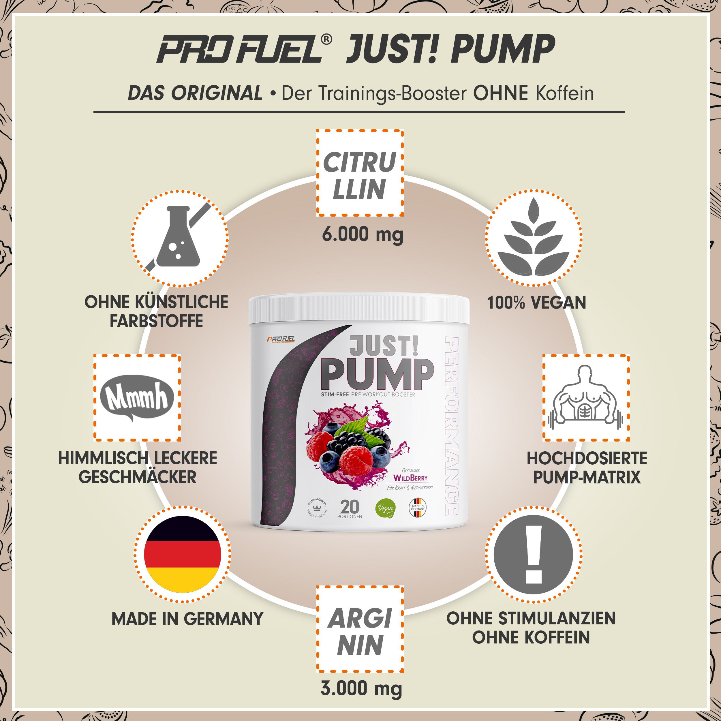 ProFuel - JUST! PUMP Pre-Workout-Booster ohne Koffein