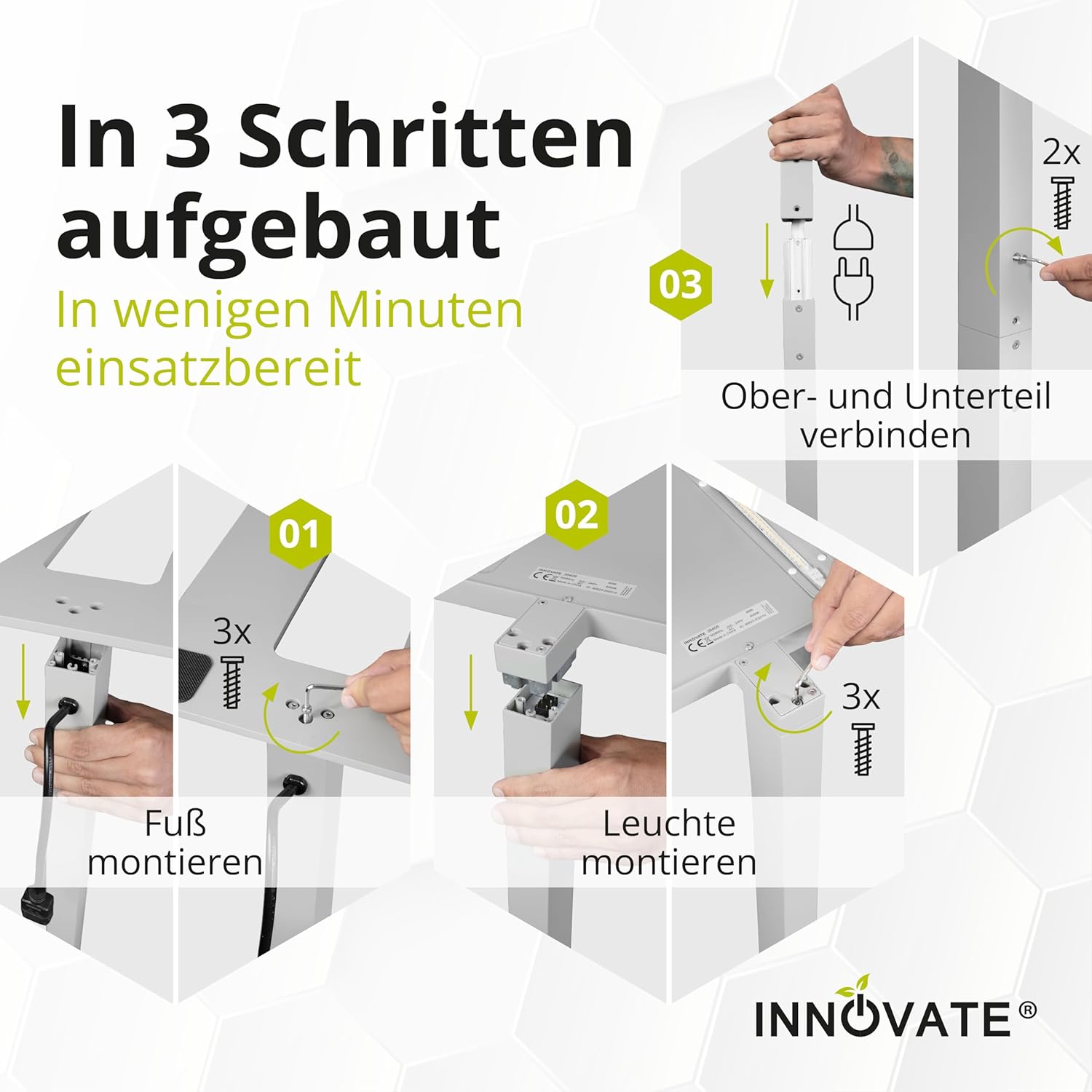 INNOVATE LED Stehlampe dimmbar Silber/Grau Deckenfluter & Leselampe [7500 Lm UGR < 19 80W] Stehlampe Wohnzimmer Lampe Büro I Wohnzimmerlampe Deckenfluter LED Dimmbar Bürolampe I Lampe Wohnzimmer