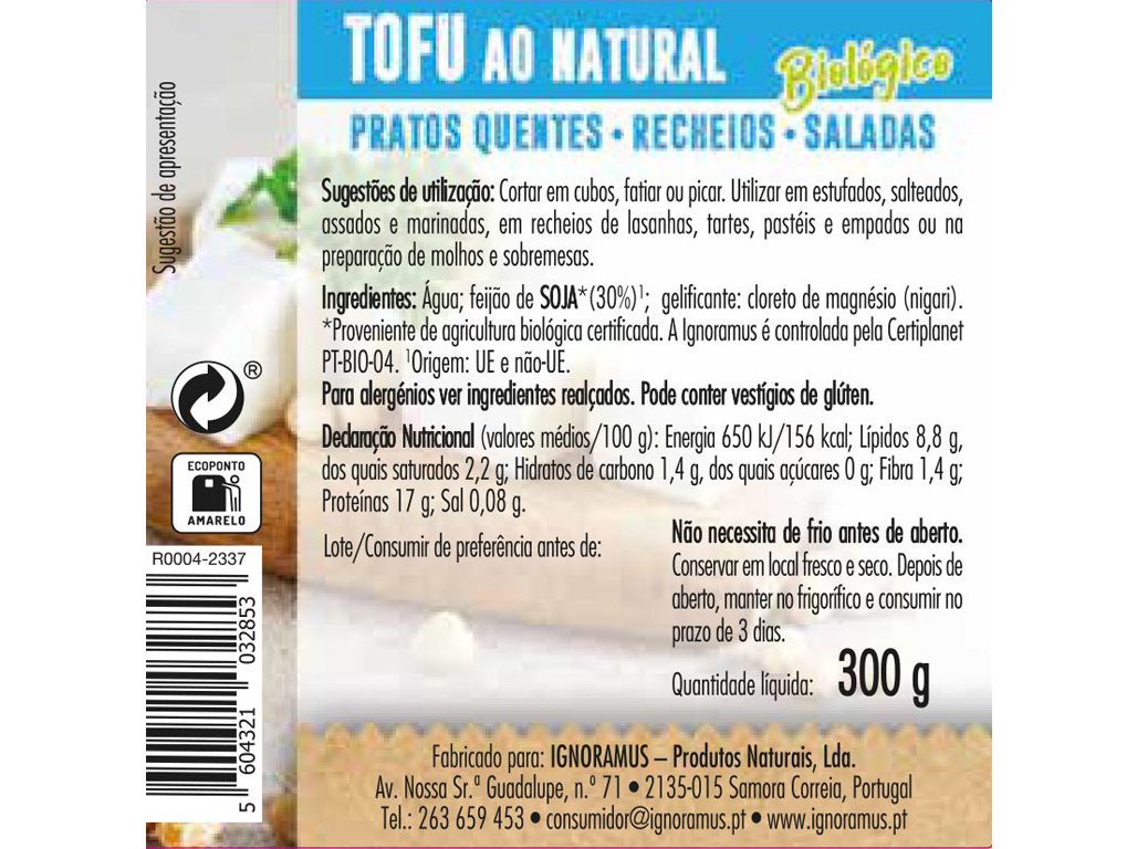 TOFU CEM PORCENTO NATURAL BIO 300G