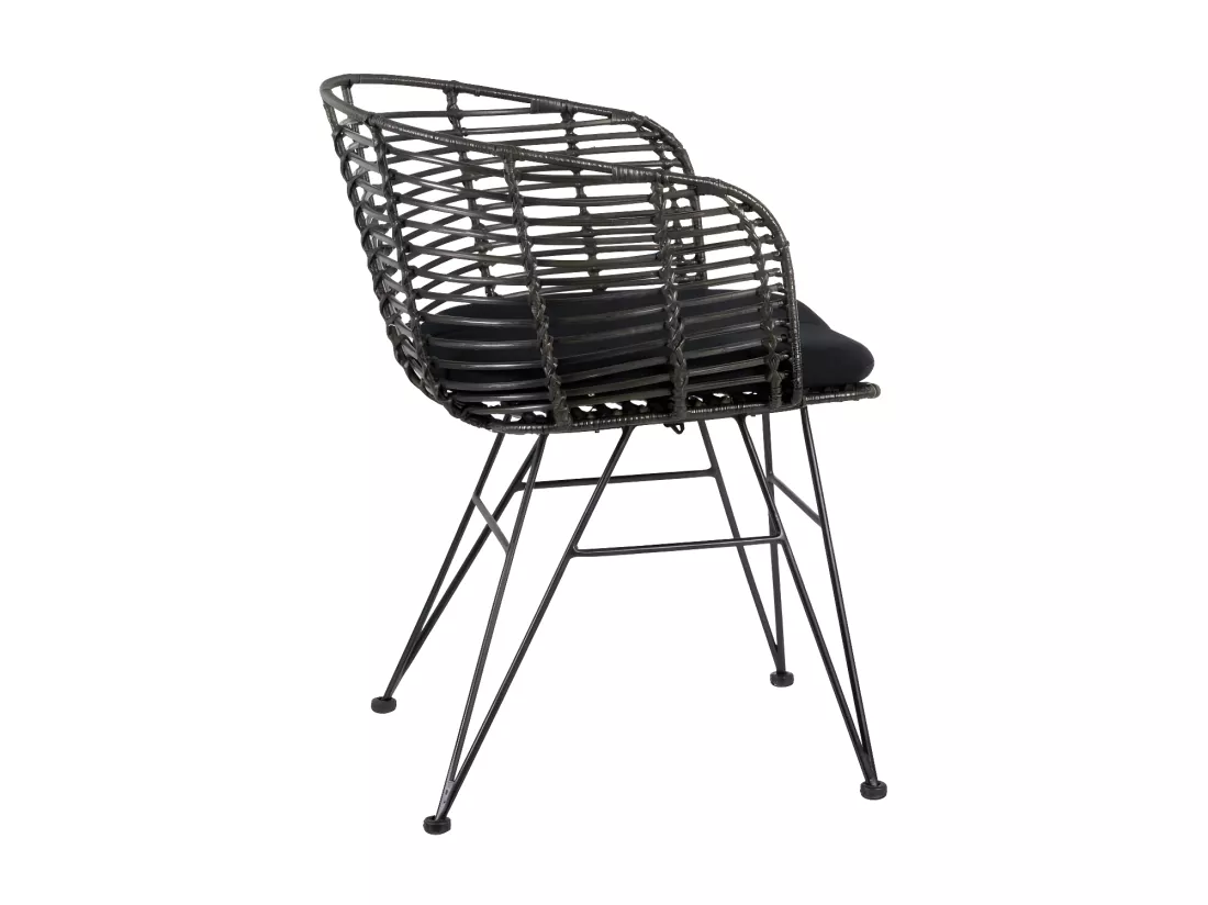 Fauteuil Rotin Gris/Métal - PAVY