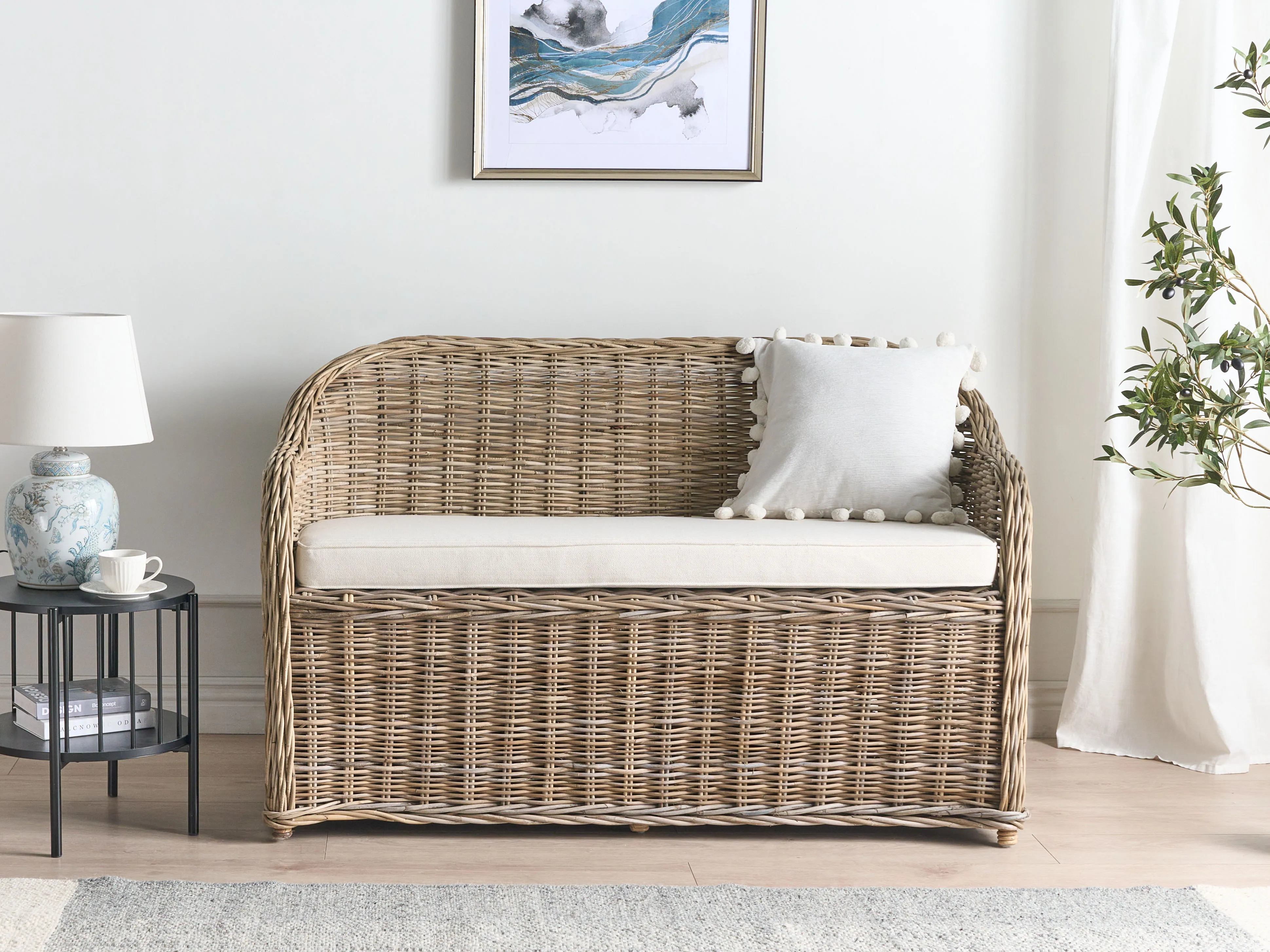 Tuinbank met zitkussen SUSUA 141 cm Rotan Natuurlijk